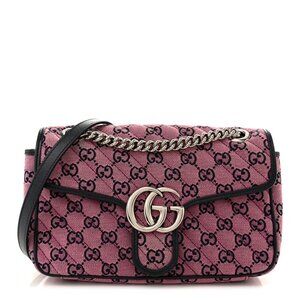 Monogram Multicolor Matelasse Diagonal Small GG Marmont Shoulder Bag Pink Blue